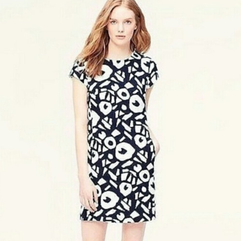 Ann Taylor LOFT Bedrock Print Mini Shift Dress - Size 00 Petite